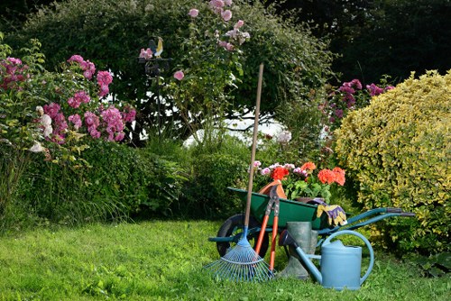 Lawn mowing and striping on a suburban Camden front lawn